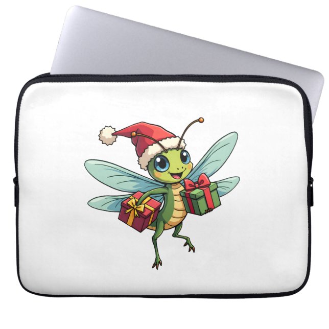 Santa’s Dragonfly Helper Laptop Sleeve (Front)