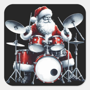 Santa’s Drums Bring Festive Rock Rhythms Square Sticker