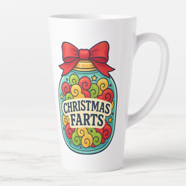 Santa’s Fart Jar Funny Festive Flatulence  Latte Mug (Right)