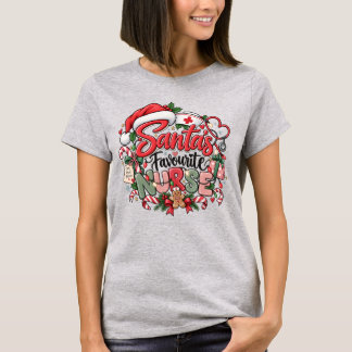 Santa’s Favorite Nurse Funny Christmas Nursing T-Shirt