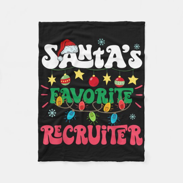 Santa S Favorite Recruiter Funny Santa Xmas Light  Fleece Blanket (Front)