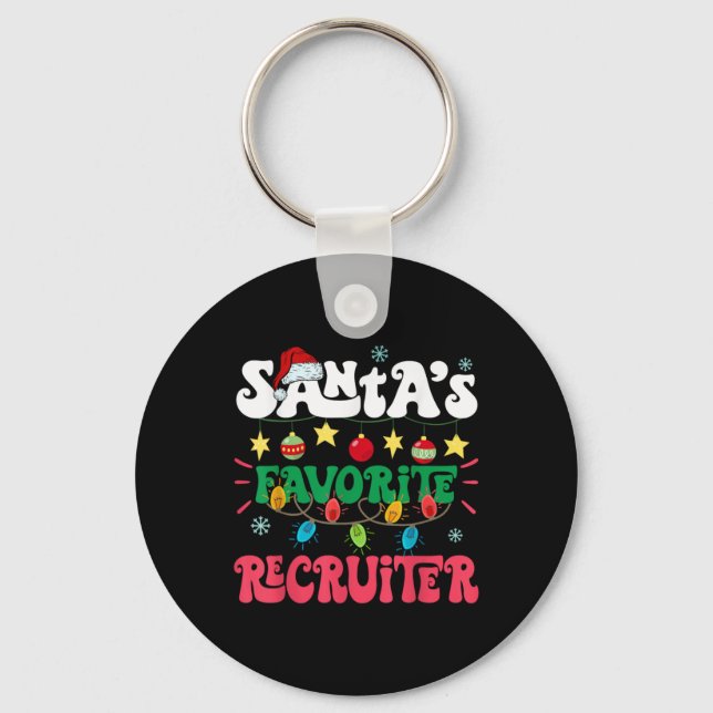 Santa S Favorite Recruiter Funny Santa Xmas Light  Keychain (Front)