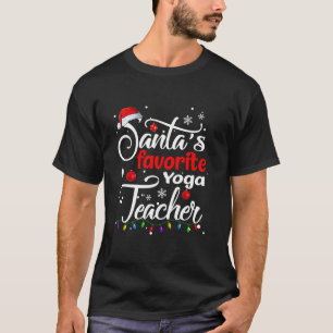 Santa s Favorite Yoga Teacher Christmas Santa Red  T-Shirt