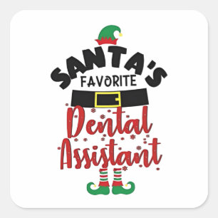 Santa’s Favourite Dental Assistance Christmas Sant Square Sticker