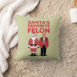 Santa’s Favourite Felon Trump Christmas Republican Throw Pillow