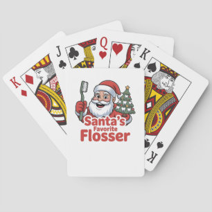 Santa’s Favourite Flosser Christmas Dental Dentist Playing Cards