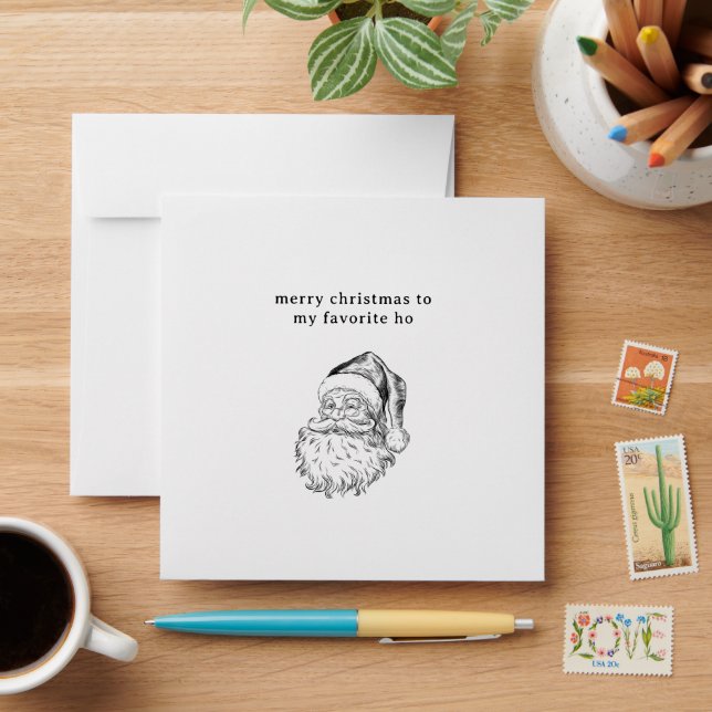 Santa’s Favourite Ho Funny Holiday Card  Envelope (Desk)