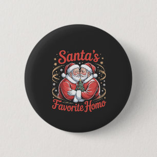 Santa’s Favourite Homo LGBT Pride Gay Christmas 2 Inch Round Button