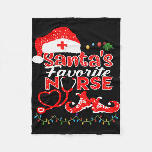 Santa s Favourite Nurse Christmas T Shirt Fleece Blanket