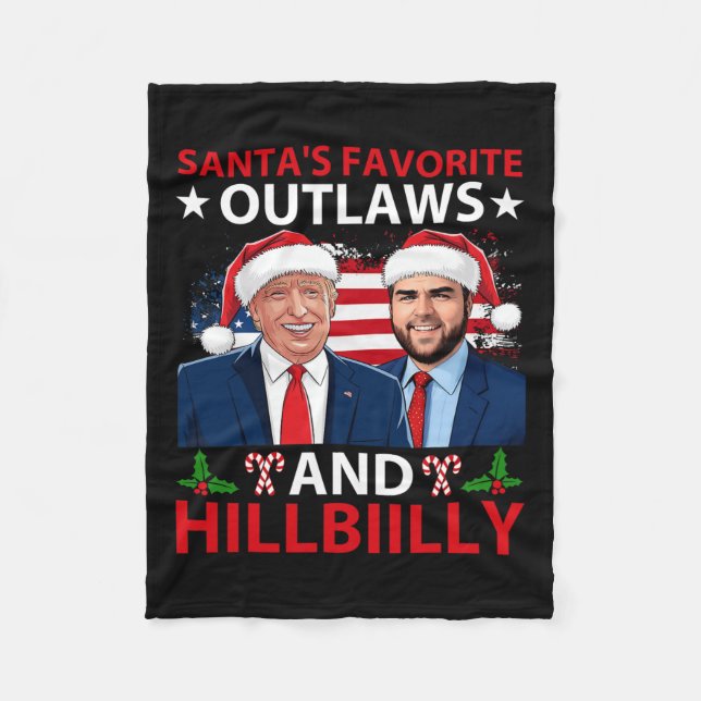 Santa’s Favourite Outlaws And Hillbiilly Trump Van Fleece Blanket (Front)