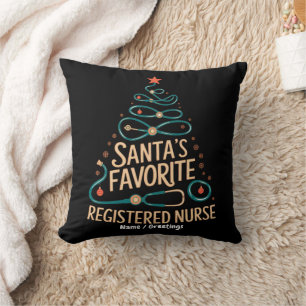 Santa’s Favourite Registered Nurse Christmas Healt Throw Pillow