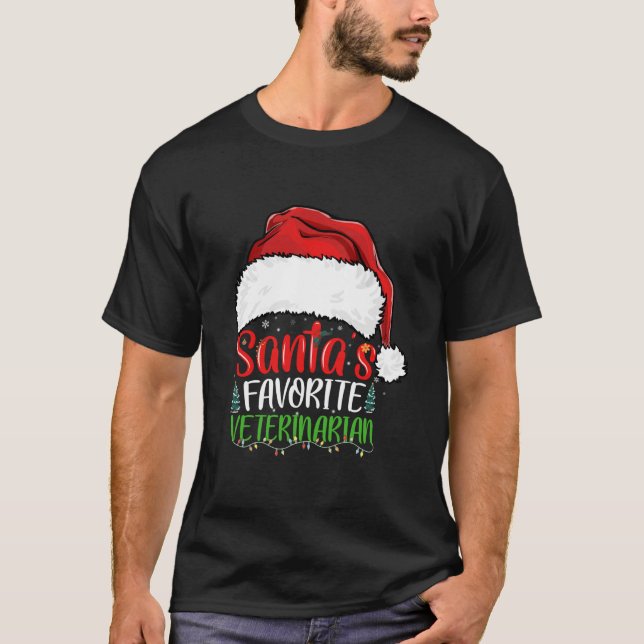 Santa s Favourite Veterinarian Funny Christmas Vet T-Shirt (Front)