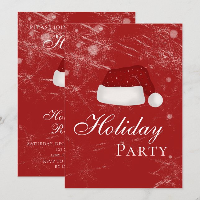 Santa’s Hat Holiday Christmas Party Winter Invitation (Front/Back)