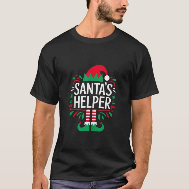 Santa s Helper Elf Christmas Pajama Xmas Women Men T-Shirt (Front)