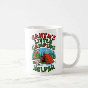 Santa’s Little Camping Helper Christmas Elf Design Coffee Mug
