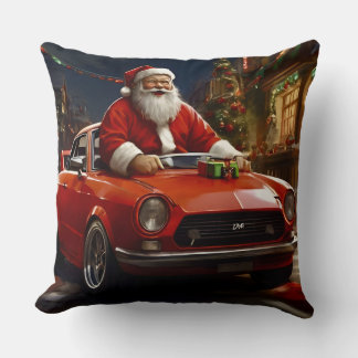 Santa’s Little Red Convertible  Throw Pillow