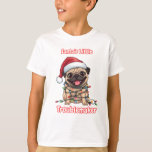 Santa’s Little Troublemaker – Funny Christmas Pug  T-Shirt<br><div class="desc">Bring holiday cheer (and a little mischief!) with this adorable pug tangled in Christmas lights. Perfect for dog lovers who adore cute and funny holiday designs. Great gift idea for Christmas parties or cozy winter vibes. pug, christmas pug, santa hat, dog lover, funny dog, christmas humour, holiday gift, cute pug,...</div>