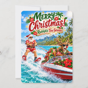Santa’s Merry Adventures Rudolph’s Tow Service Holiday Card