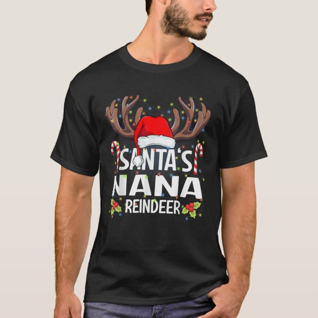 Santa s Nana Reindeer Christmas Pajama  T-Shirt (Front)