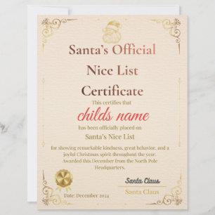 Santa’s Nice List Certificate   Letterhead