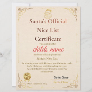 Santa’s Nice List Certificate Letterhead
