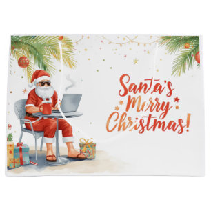 Santa’s Online Computer Lovers Merry Christmas! Large Gift Bag