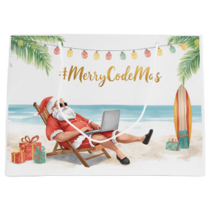 Santa’s Online Computer Lovers Merry Christmas! Large Gift Bag