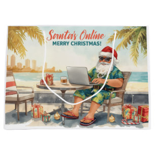 Santa’s Online Computer Lovers Merry Christmas! Large Gift Bag