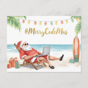 Santa’s Online Programmer Merry Christmas! Holiday Postcard