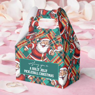 Santa’s Pickleball Plaid  Favor Box