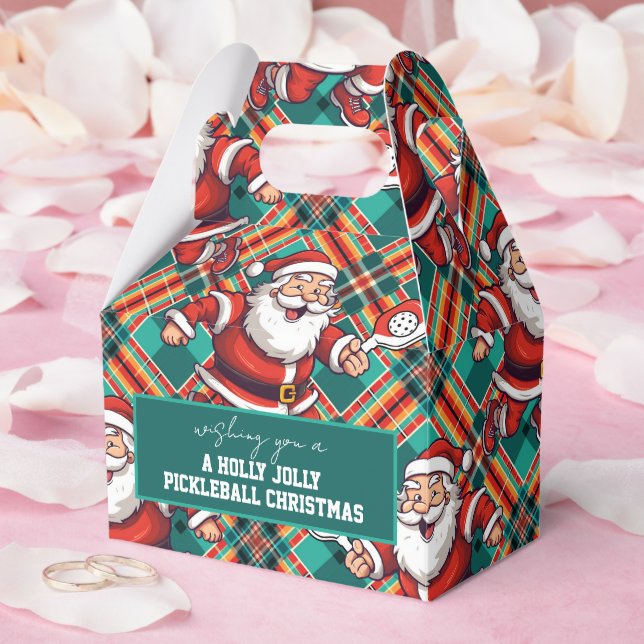 Santa’s Pickleball Plaid  Favor Box (Wedding)