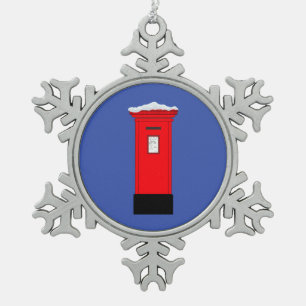 Santa’s Post Box Snowflake Pewter Christmas Ornament