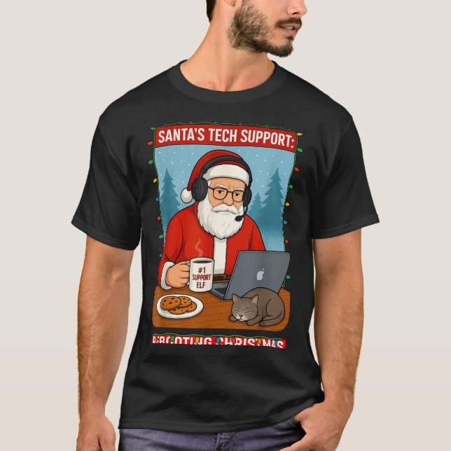 Santa s Rebooting Tech Support Shirt (Front)