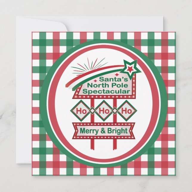 Santa’s Retro Marquee – Ho Ho Ho Merry & Bright Invitation (Front)