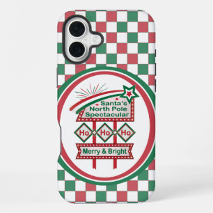 Santa’s Retro Marquee – Ho Ho Ho Merry & Bright iPhone 16 Plus Case