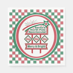 Santa’s Retro Marquee – Ho Ho Ho Merry & Bright Napkin