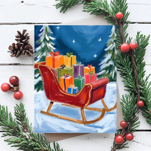 Santa’s Sleigh Merry Christmas Holiday Postcard