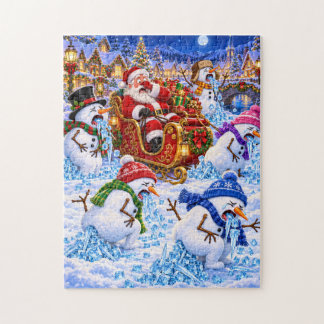 Santa’s Sleigh Ride Snowman Ice Cube Chaos  Jigsaw Puzzle