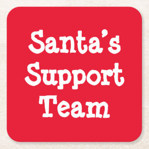 Santa’s Support Team Square Paper Coaster