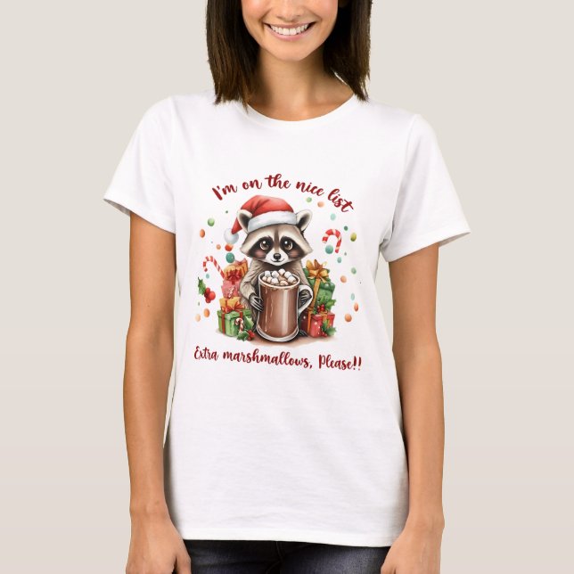 Santa’s Sweet Raccoon Treat T-Shirt (Devant)