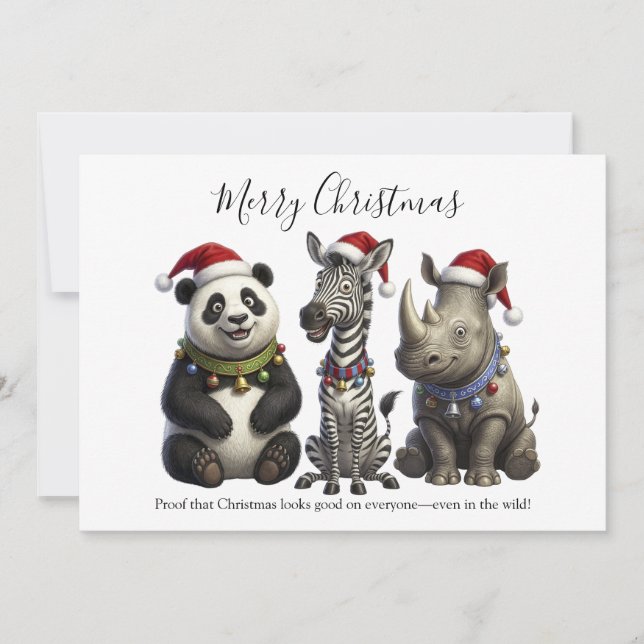 Santa’s Wild Trio Holiday Card (Front)