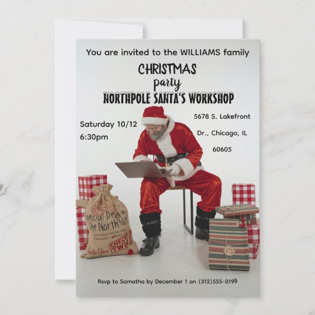 Santa' s workshop party Invitation (Front)