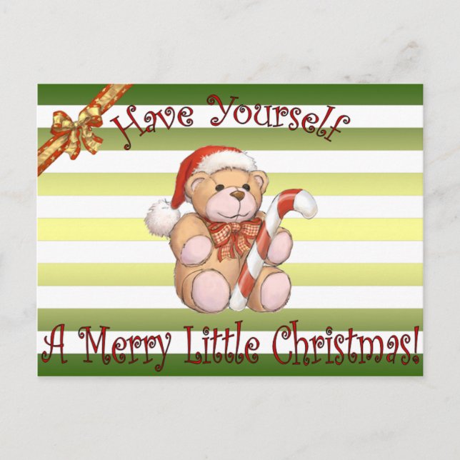 Santa’s Workshop ~ Teddy Bear ~Christmas ~Holiday~ Holiday Postcard (Front)