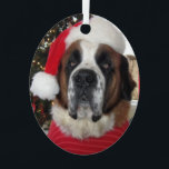 Santa Saint Bernard Ornament Metal<br><div class="desc">Santa Saint Bernard Metal Ornament</div>