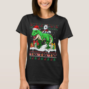 Santa Samoyed Riding T-rex Christmas Sweater Lover