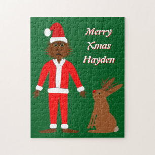 Santa Sasquatch and Jackalope Christmas Custom Jigsaw Puzzle