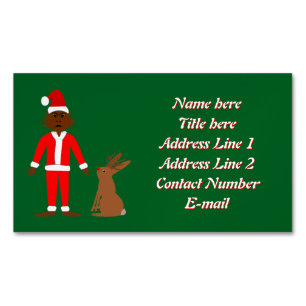 Santa Sasquatch and Jackalope Christmas Custom Magnetic Business Card