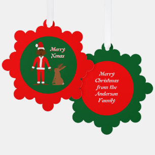 Santa Sasquatch and Jackalope Christmas Custom Ornament Card