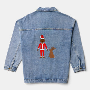 Santa Sasquatch and Jackalope Christmas Denim Jacket