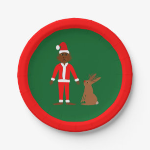 Santa Sasquatch and Jackalope Christmas Paper Plate